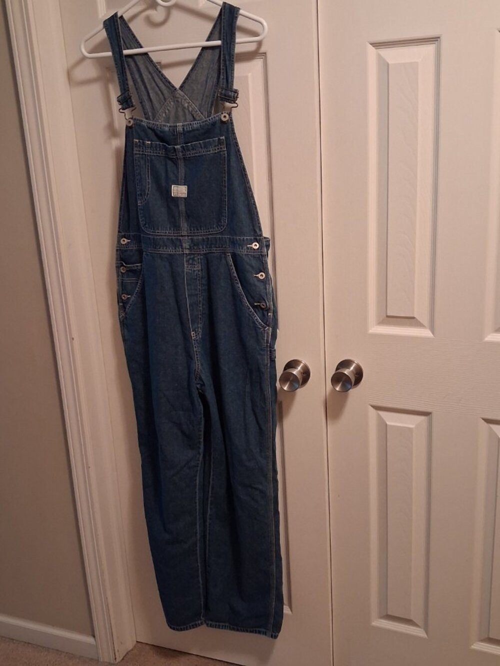 Vintage Old Navy Y2K Women’s Denim Baggie Overalls Sz Large EUC